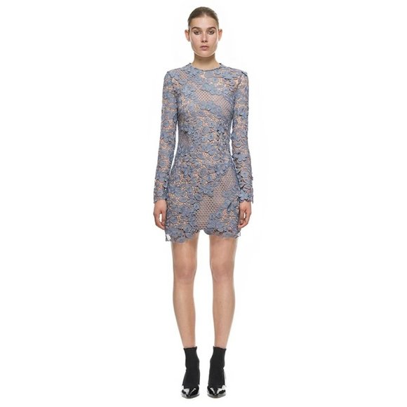 Self-Portrait Dresses & Skirts - Self Portrait 3D Floral Lace Dress Dove Grey Size 4